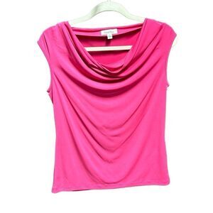 Calvin Klein Women’s Pink Sleeveless Draped Neck Blouse Size Small